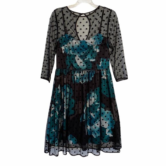 Eliza J Polka Dot Sheer Overlay Party Dress Sz 10 - Picture 4 of 11